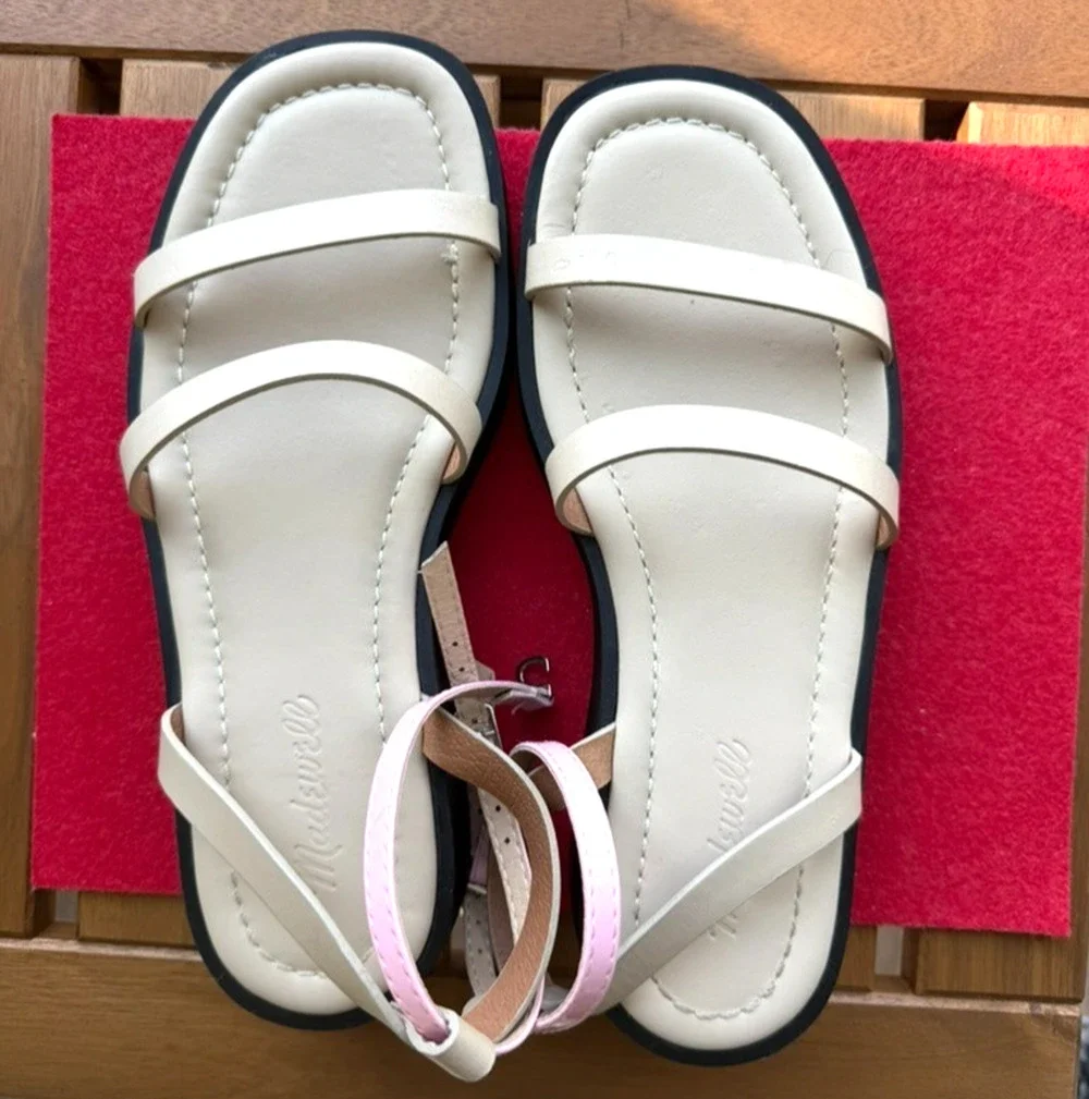Madewell The Birdie Double-Strap Platform Sandals Summer dune beige Brazil 7.5M